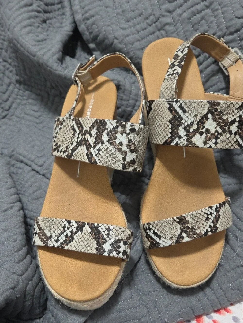 Report Signature Snake-Print Platform Sandals - Beige/Brown